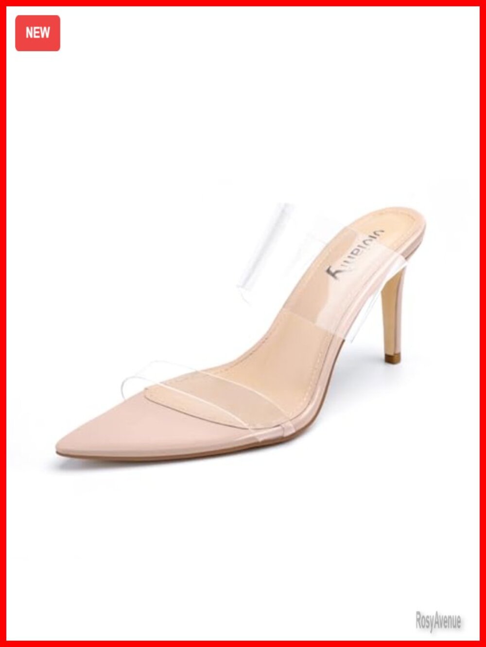 vivianly Clear Pointed Toe Stiletto Heels Slip On Mules Sandals for Women